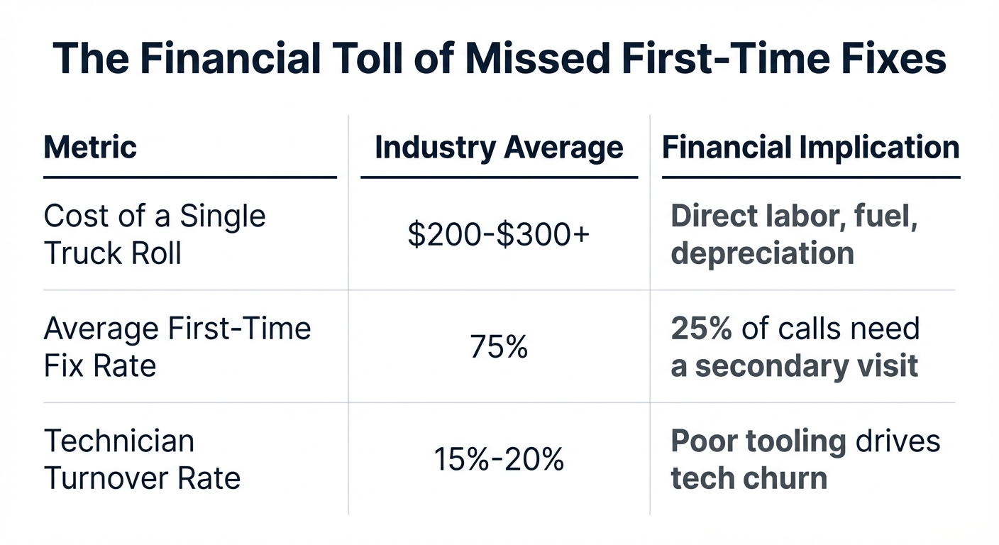 Chart showing the financial toll of missed first-time fixes in field service